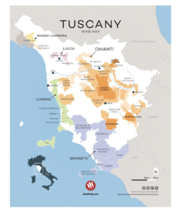 Carte appellations Toscane